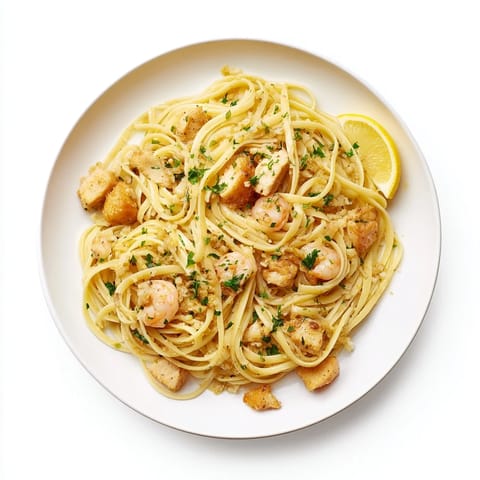 Lemon Garlic Shrimp Chicken Pasta