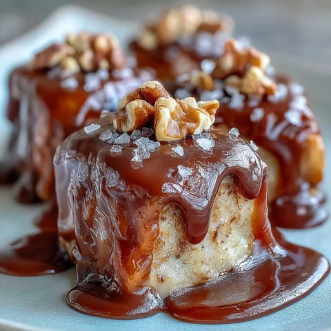 Crispy apple slices coated in creamy caramel and drizzled with dark chocolate, perfect for fall gatherings.