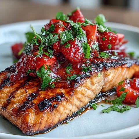 Grilled Salmon Strawberry Salsa