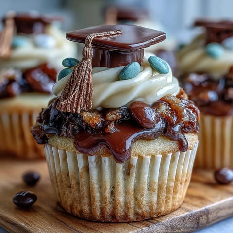 Adorable graduation cupcakes with edible chocolate caps and tassels, perfect for celebrating achievements in style.