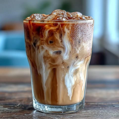 Creamy oat milk shaken espresso sweetened with brown sugar syrup and a hint of cinnamon, served over ice.