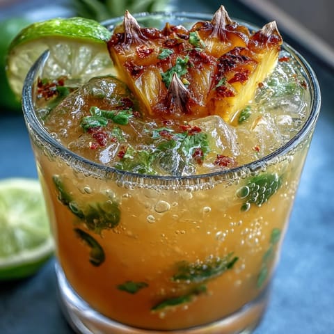 Refreshing pineapple jalapeño agua fresca with vibrant tropical fruit and a gentle spicy kick in a tall glass with ice.