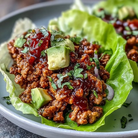 Juicy turkey taco lettuce wraps with fresh toppings, a vibrant low-carb meal.