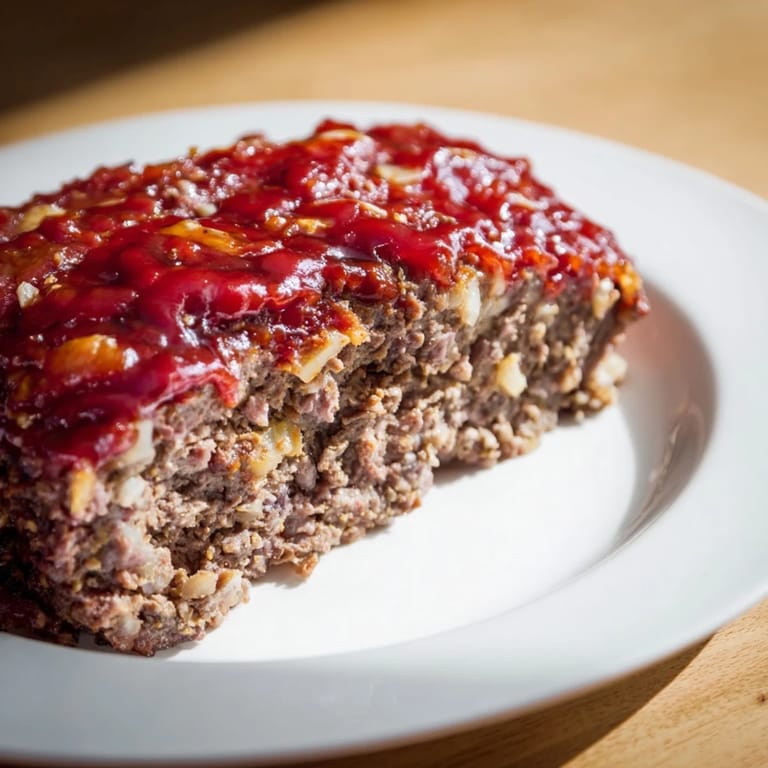 Here's a hearty Meatloaf, cooked to perfection, suggesting a slice alongside creamy mashed potatoes.