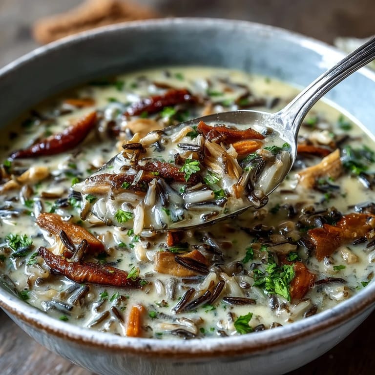 Earthy wild mushrooms and tender wild rice swim in a rich, herb-infused broth in this comforting soup.