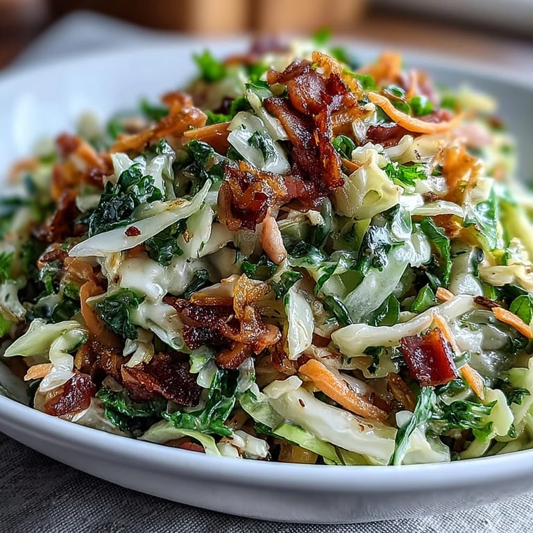 Vibrant bowl of German Cabbage Coleslaw With Shredded Ham featuring red and green cabbage, grated carrots, and savory smoked ham.