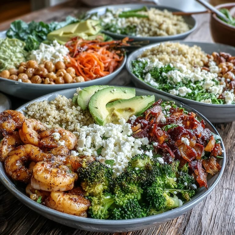 A hearty Customizable Grain Bowl featuring juicy chicken, crisp veggies, and a drizzle of tahini dressing.