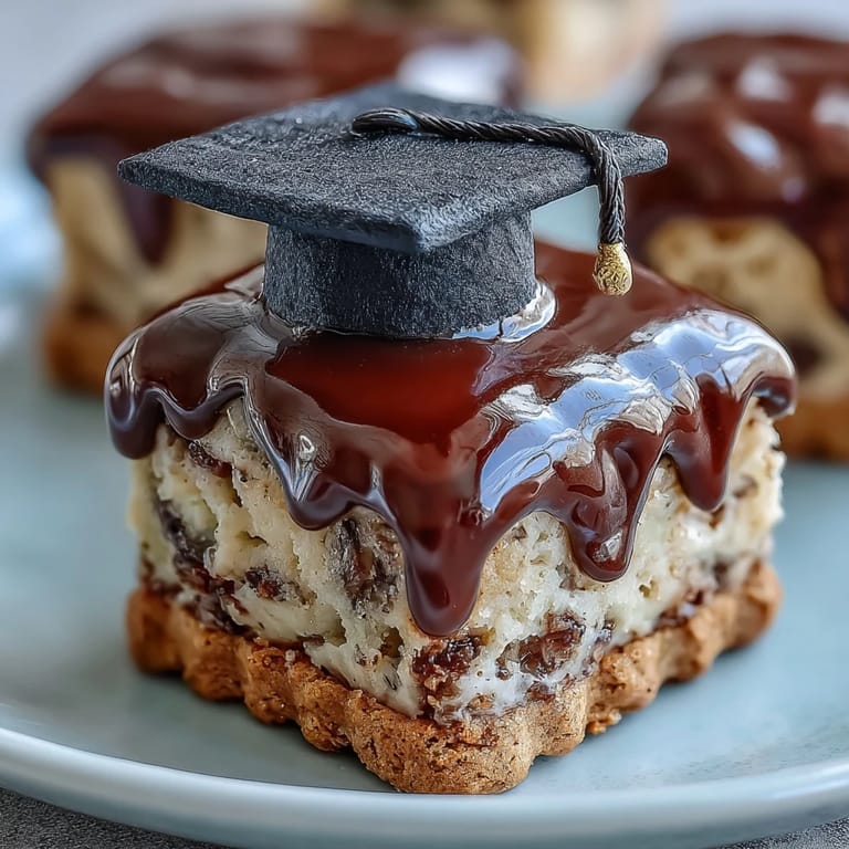 Adorable mortarboard cookies decorated with fondant, ideal for honoring graduates at any festive gathering or dessert table.