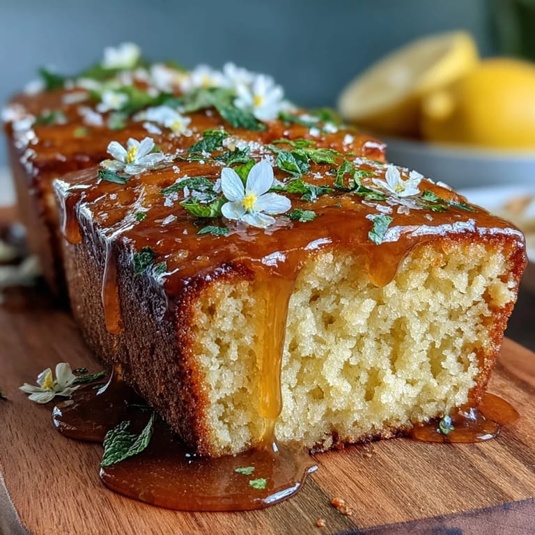 Zesty lemon cake drizzled with sweet glaze and adorned with fresh edible flowers for a stunning Mothers Day treat.