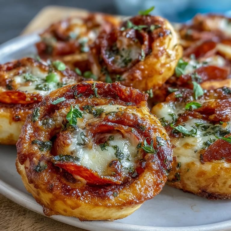 Warm, cheesy pizza pinwheels with pepperoni and herbs, perfect for appetizers, snacks, or party platters.