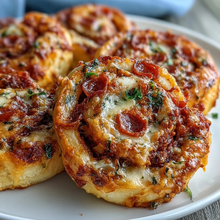 Baked puff pastry spirals loaded with gooey mozzarella, marinara sauce, and pepperoni for irresistible pizza bites.