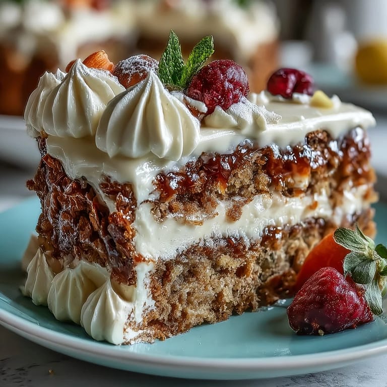 Festive Easter Dessert Table featuring carrot cake, pavlova, and lemon tart - a beautiful trio of classic spring sweets for holiday celebrations.