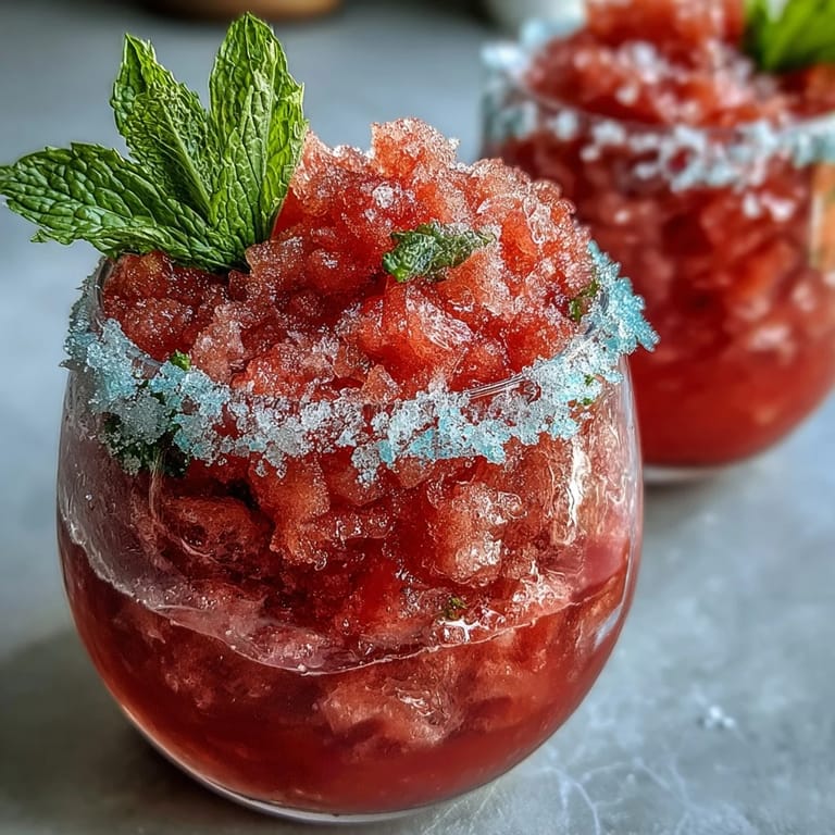 Sip this vibrant Watermelon Mint Frosé, a cool, no-alcohol treat.