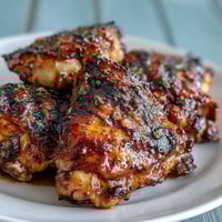 Juicy honey garlic grilled chicken thighs with a glossy, sticky glaze and crispy golden skin, perfect for summer barbecues.