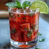 Refreshing watermelon mint spritz mocktail with vibrant mint and citrus, perfect for summer gatherings and hot days.