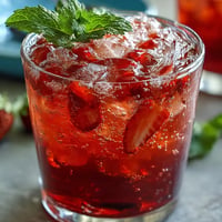 Vibrant Juneteenth Red Drink: Hibiscus Strawberry Lemonade with fresh garnishes.
